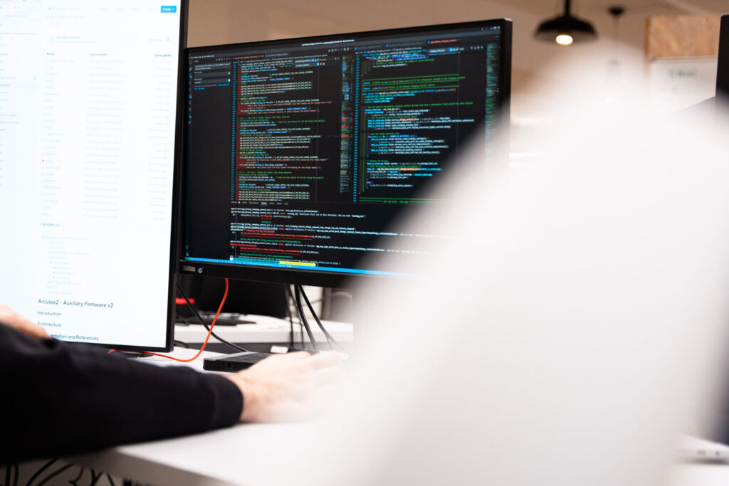 code runs on a monitor screen
